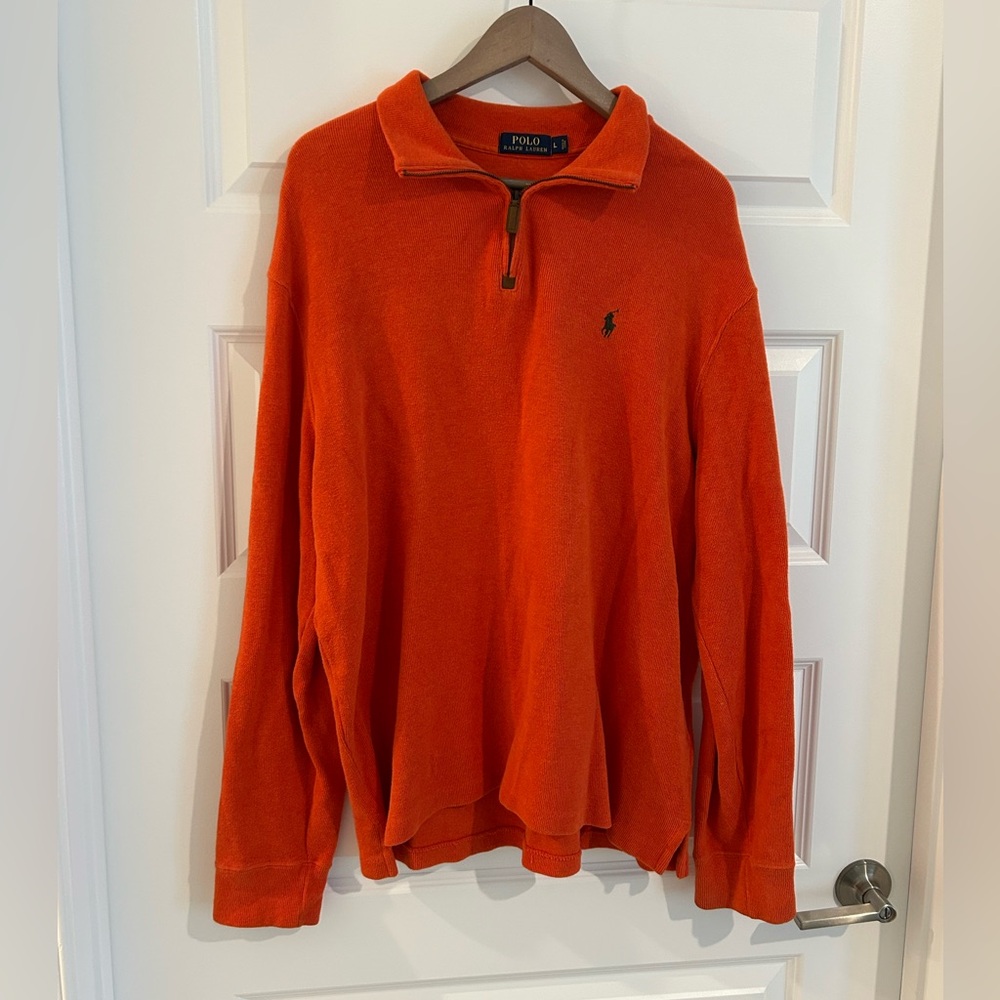 Polo Ralph Lauren Quarter Zip Sweater Orange Size L